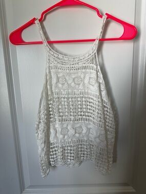Crochet Lace Tank Top - White